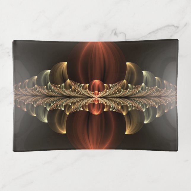 Fantasy Construction Shiny Abstract Fractal Art Trinket Tray (Front)