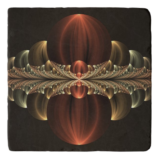 Fantasy Construction Shiny Abstract Fractal Art Trivet (Front)