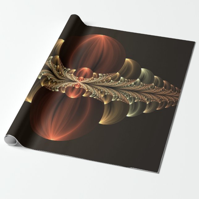Fantasy Construction Shiny Abstract Fractal Art Wrapping Paper (Unrolled)