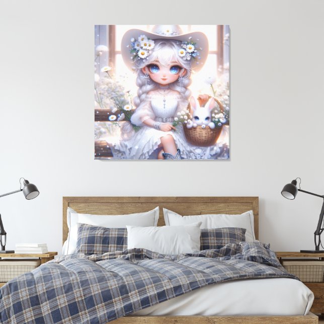 Fantasy cowgirl canvas print (Insitu(Bedroom))