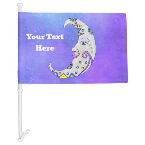 Fantasy Crescent Moon Abstract Colorful Shapes Sky Car Flag
