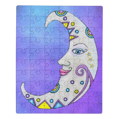 Fantasy Crescent Moon Abstract Shapes Colors Sky Jigsaw Puzzle