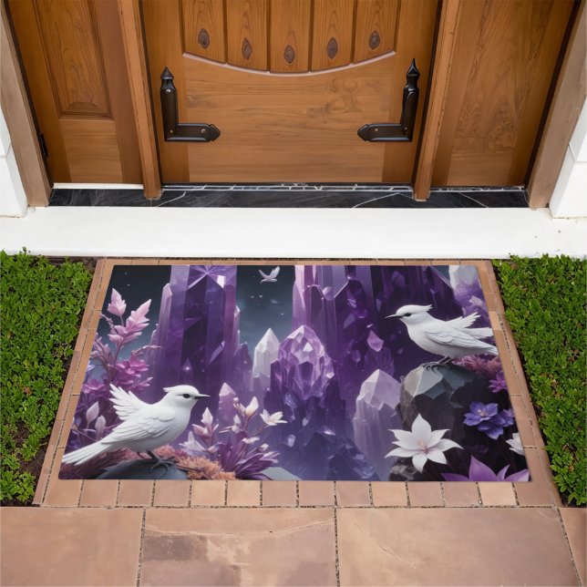 Fantasy Crystal - Garden Flowers Dove  Doormat (Outdoor)