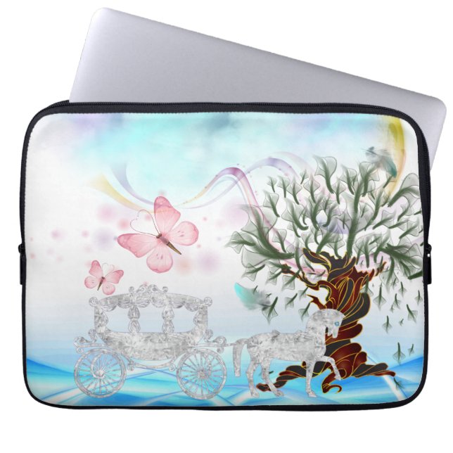 Fantasy Crystal Horse Carriage Laptop Sleeve (Front)