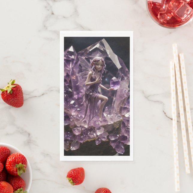 Fantasy Crystals Amethyst Fairy Paper Guest Towels (Insitu)