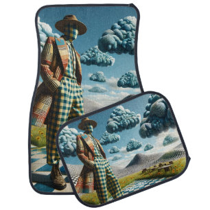 Fantasy Cute Abstract Checkered Man Car Floor Mat