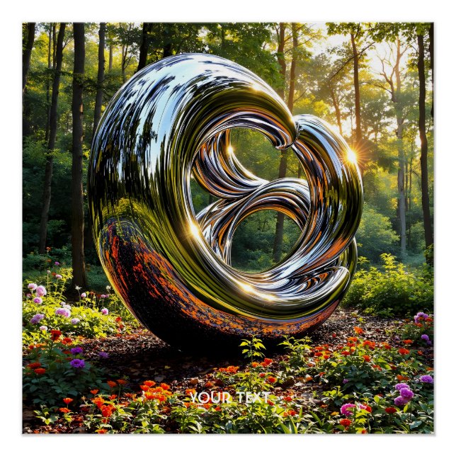 Fantasy Cute Abstract Chrome Structure Poster (Front)