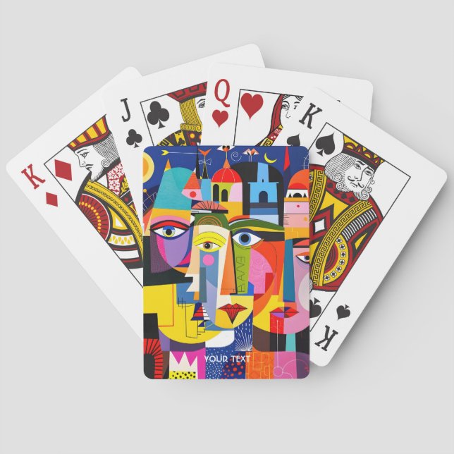 Fantasy Cute Abstract Faces Shapes Poker Cards (Back)