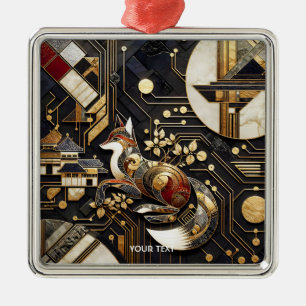 Fantasy Cute Abstract Fox Art Metal Ornament