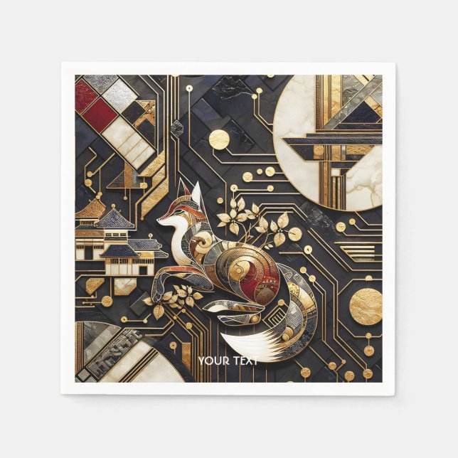 Fantasy Cute Abstract Fox Art Napkins (Front)