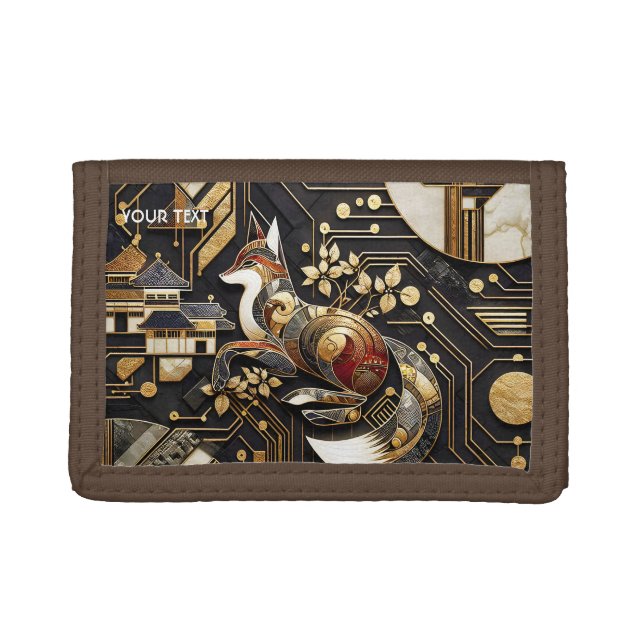 Fantasy Cute Abstract Fox Art Trifold Wallet (Front)