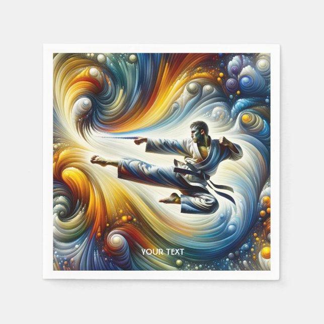 Fantasy Cute Abstract Karate Drawing Napkins (Front)