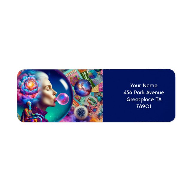 Fantasy Cute Abstract Lady Collage Label (Front)