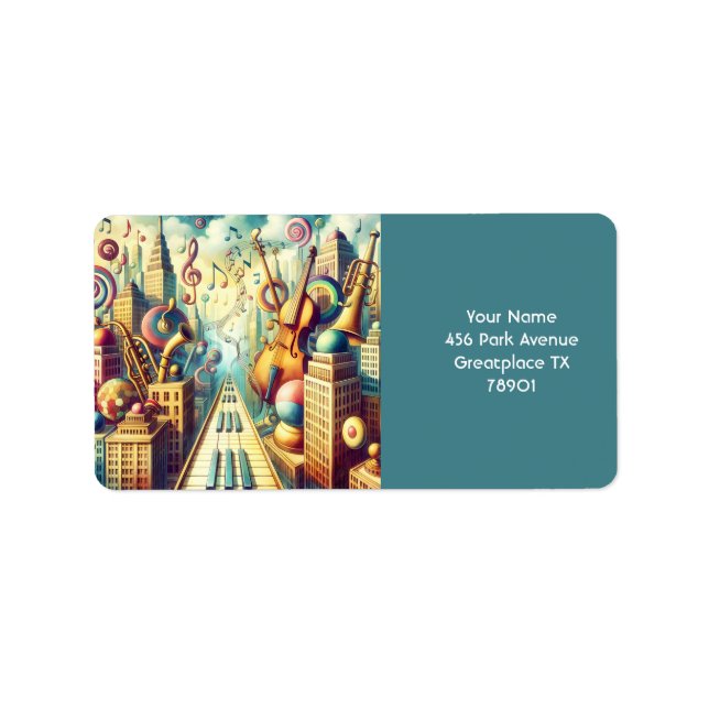 Fantasy Cute Abstract Music City Label (Front)