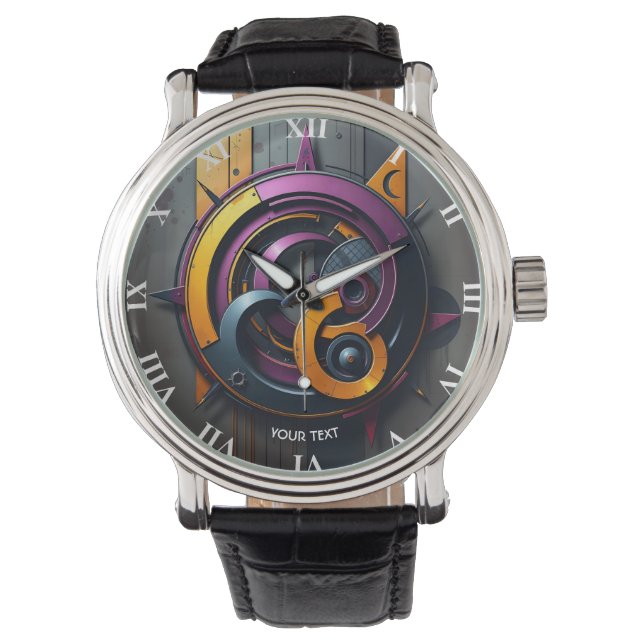 Fantasy Cute  Abstract Orange Purple Watch (Front)