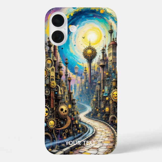 Fantasy Cute Abstract Steampunk City Case-Mate iPhone Case (Back)