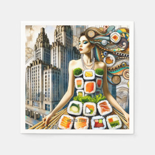Fantasy Cute Abstract Sushi Dress Napkins