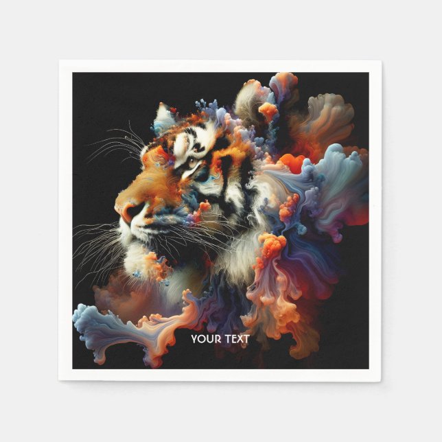 Fantasy Cute Abstract Tiger Head Napkins (Front)