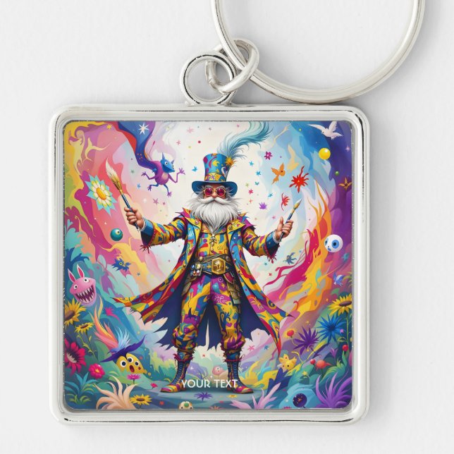 Fantasy Cute Abstract Vibrant Painter Keychain (Front)