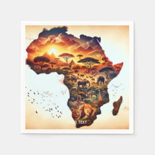 Fantasy Cute Africa Animals Map Napkins