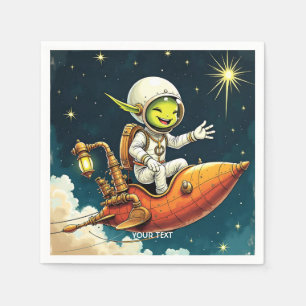 Fantasy Cute Alien Space Ship Napkins