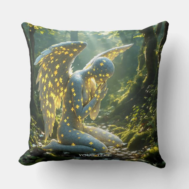 Fantasy Cute Angelic Figure Puzzle Throw Pillow (Front)