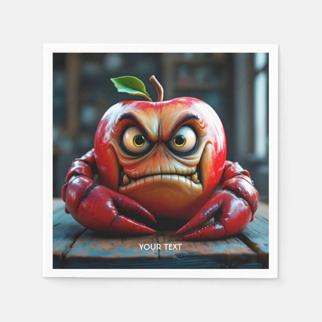 Fantasy Cute Angry Apple Crab Napkins (Front)