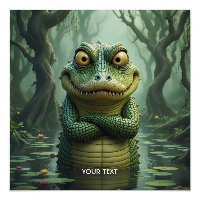 Fantasy Cute  Angry Crocodile Trees Poster (Front)