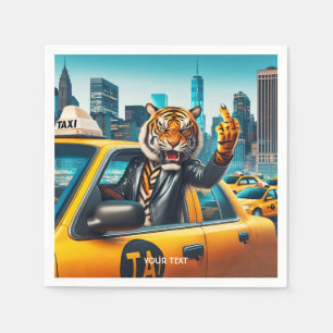 Fantasy Cute Angry Tiger Taxi Napkins