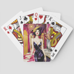 Fantasy Cute Art Deco Lady Poker Cards