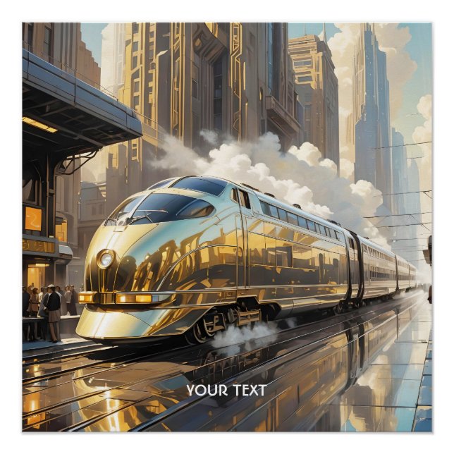 Fantasy Cute Art Deco Train Poster (Front)