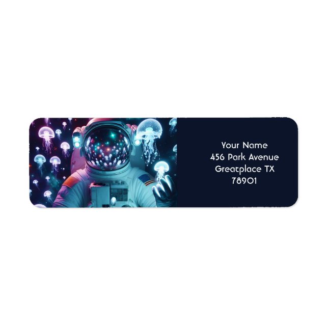 Fantasy Cute  Astronaut Jellyfish Space Label (Front)