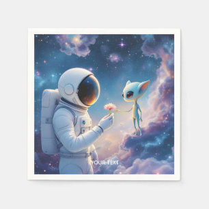 Fantasy Cute Astronaut Space Flower Napkins
