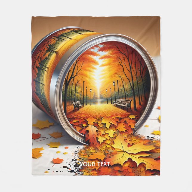 Fantasy Cute Autumn Tin Forest Fleece Blanket (Front)