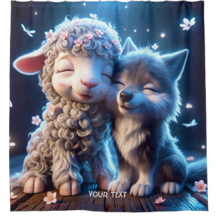 Fantasy Cute Babies Sheep Wolf Shower Curtain