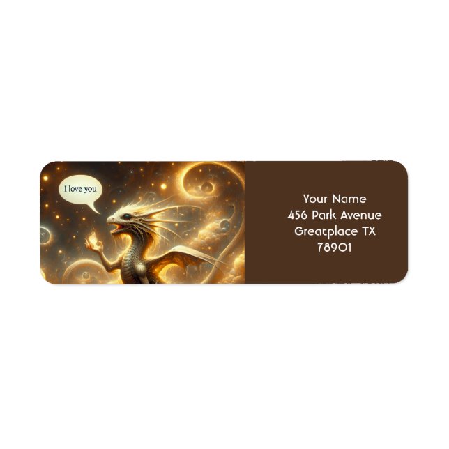 Fantasy Cute Baby Dragon Love Label (Front)