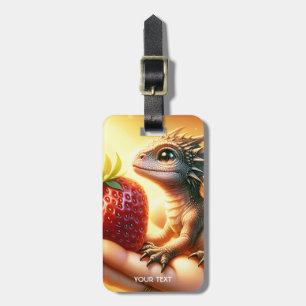 Fantasy Cute  Baby Dragon Strawberry Luggage Tag