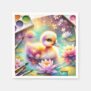 Fantasy Cute Baby Duck Flowers Napkins