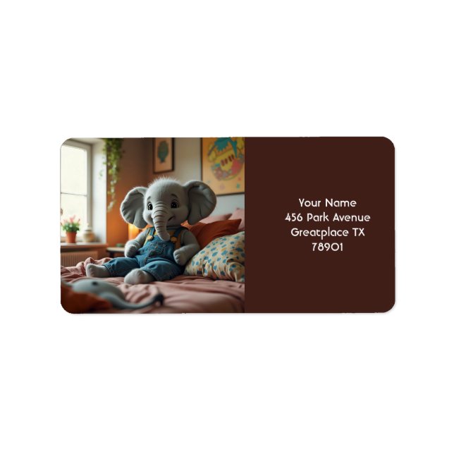 Fantasy Cute Baby Elephant Jeans Label (Front)