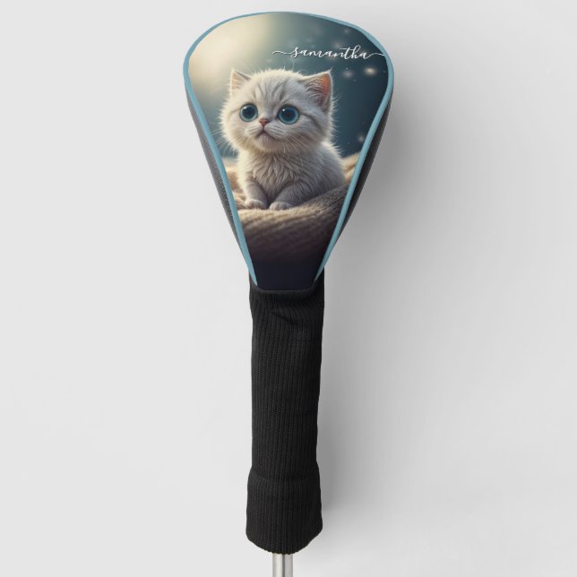Fantasy Cute Baby Kitty Cat Lover's Personalized Golf Head Cover (Front)