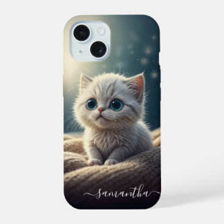 Fantasy Cute Baby Kitty Cat Lover's Personalized iPhone 15 Case