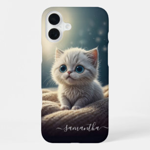 Fantasy Cute Baby Kitty Cat Lover's Personalized iPhone 16 Plus Case