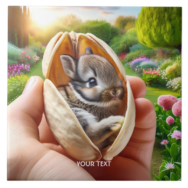 Fantasy Cute Baby Rabbit Garden Ceramic Tile (Front)