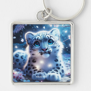 Fantasy Cute Baby Snow Leopard Keychain