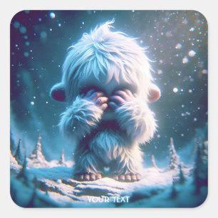 Fantasy Cute Baby Yeti Winter Square Sticker