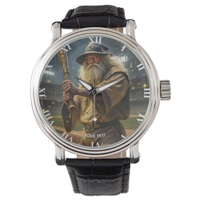 Fantasy Cute Baseball Wizard Bat Watch (Front)