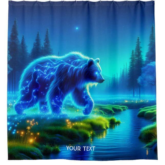 Fantasy Cute Bear River Meadow Shower Curtain (Front)