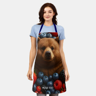 Fantasy Cute Bear With Berries Apron