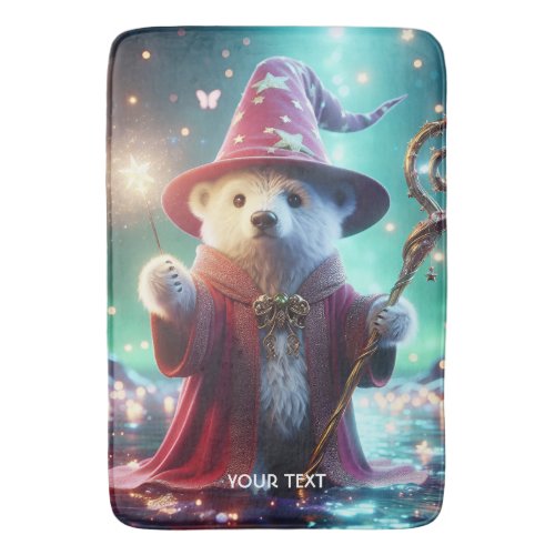Fantasy Cute Bear Wizard Staff Bath Mat