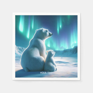 Fantasy Cute Bears Aurora Borealis Napkins